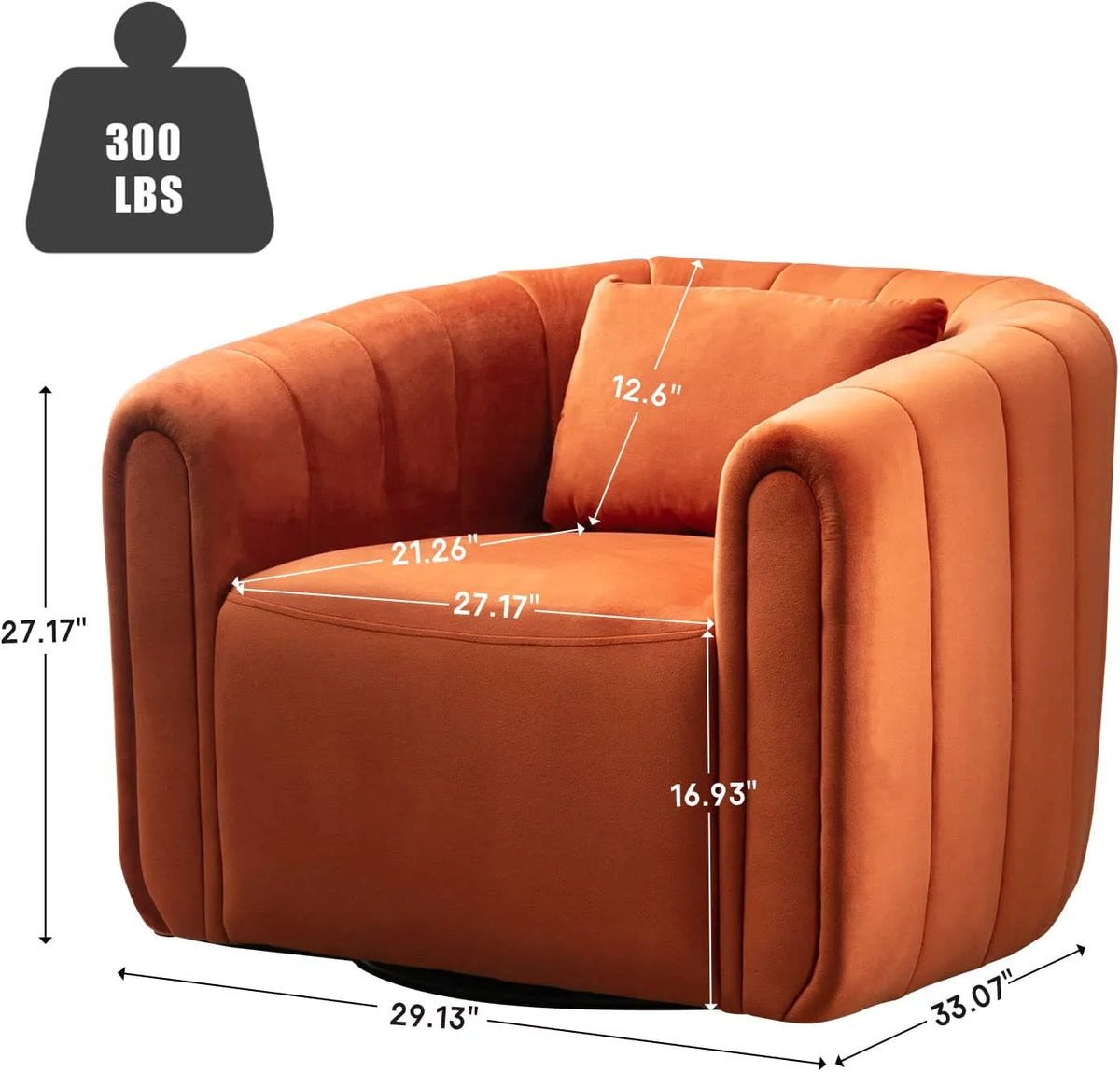 Beige Velvet Swivel Barrel Chair with Pillow H18089