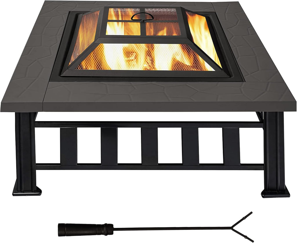 34 Square Metal Fire Pit Table L9175