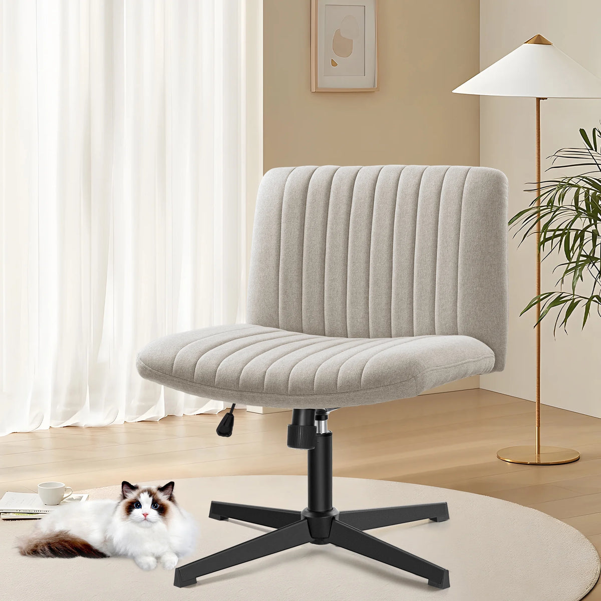 Armless Ergonomic Swivel Desk Chair with Wide Seat A731745
