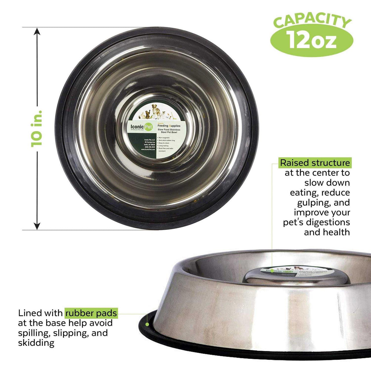 Stainless Steel Slow Feed Pet Bowl U72344